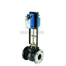 Johnson 4" Globe  Valve 2W 150Cv ANSI Class 125 NO Flat-Faced Flange Modified Linear Flow Cast Iron Body with Brass Trim and 3/8" Threaded Stem with Push Down to Close Action