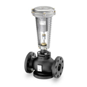 Siemens 3" Valve Assembly 3W Mixing Flange, 100 Cv ANSI Class 250 Cast Iron Body with Bronze Trim and 8" Pneumatic Actuator with 5 PSI Spring Span (Adjustable Spring Range)